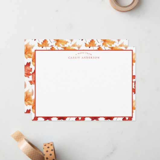 Herbstlaub Herbst Terracotta Brown Boho Muster Mitteilungskarte (Vorderseite/Rückseite Beispiel)