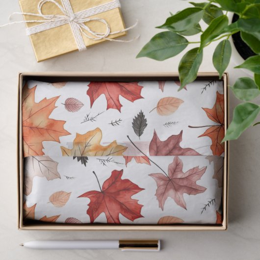 Herbstlaub Herbst Terracotta Brown Boho Muster Seidenpapier (Geschenk)