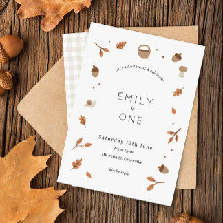 Herbstlaub Herbst Woodland Gingham Einladung