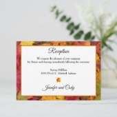 Herbstlaub Herbstfarben Hochzeitsempfang Begleitkarte (Stehend Vorderseite)