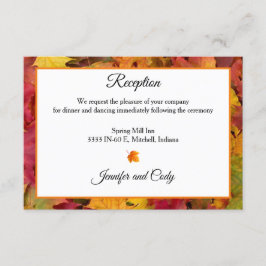 Herbstlaub Herbstfarben Hochzeitsempfang Begleitkarte