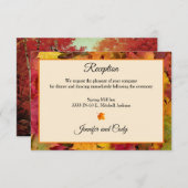Herbstlaub Herbstfarben Hochzeitsempfang Begleitkarte (Vorne/Hinten)