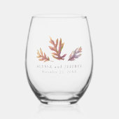 Herbstlaub Herbsthochzeit schön personalisiert Weinglas Ohne Stiel (Vorderseite)