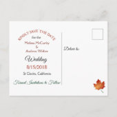 Herbstlaub Herbsthochzeit speichern das Datum Ankündigungspostkarte (Rückseite)