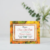 Herbstlaub Herbsthochzeit speichern das Datum Ankündigungspostkarte (Stehend Vorderseite)