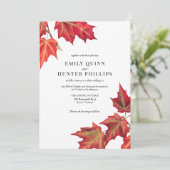 Herbstlaub Herbstillustrierung Einladung Hochzeit (Stehend Vorderseite)