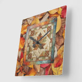Herbstlaub Herbstmauer Quadratische Wanduhr (Winkel)