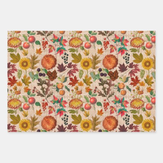 Herbstlaub Herbstmuster Geschenkpapier Set (Vorderseite 2)