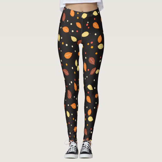 Herbstlaub Herbstmuster Leggings (Vorderseite)