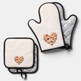 Herbstlaub Herz geformt Ofenhandschuh & Topflappen-Set
