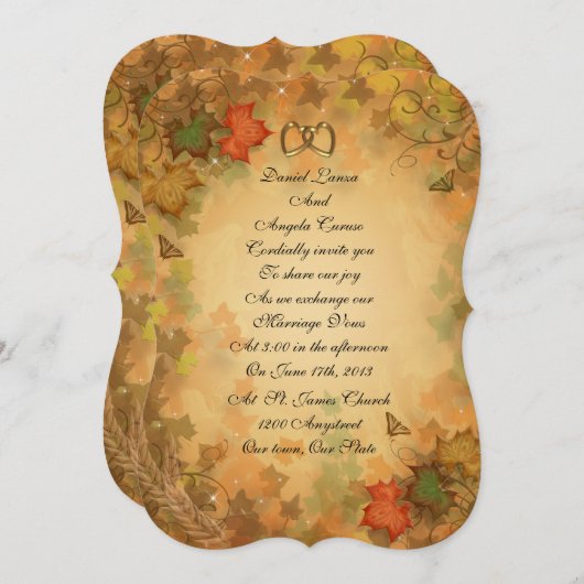 Herbstlaub Hochzeit Einladung (Vorne/Hinten)