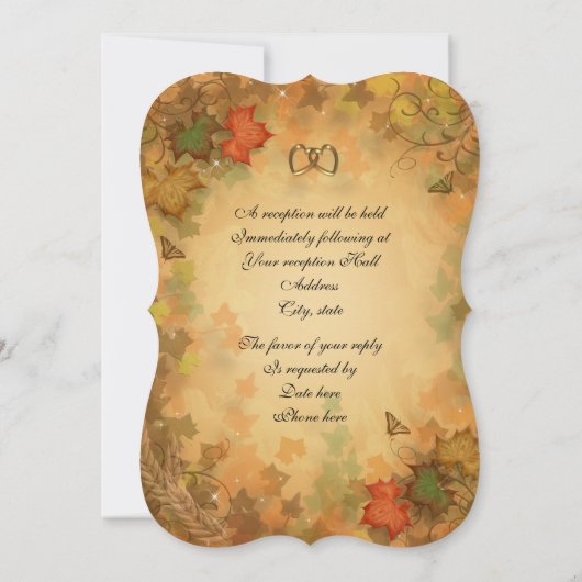 Herbstlaub Hochzeit Einladung (Rückseite)