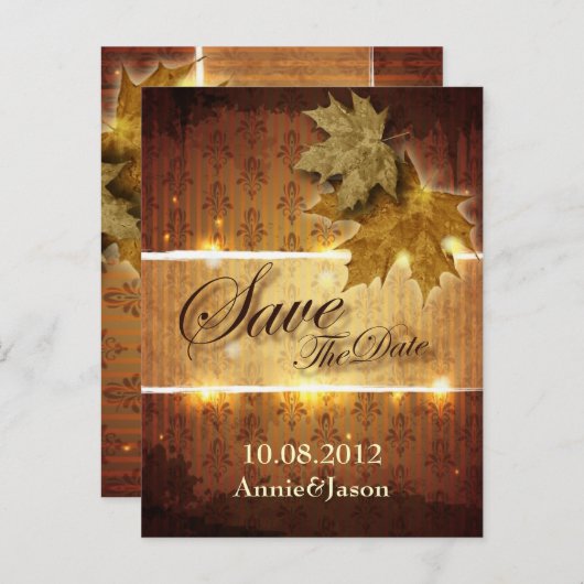 Herbstlaub Hochzeit im Herbst Save the Date Ankündigungspostkarte (Vorne/Hinten)