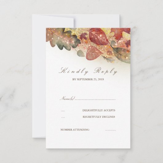 Herbstlaub Hochzeit RSVP Karte (Vorderseite)