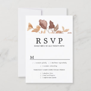 Herbstlaub Hochzeit RSVP-Karte, Optionen zum Essen RSVP Karte