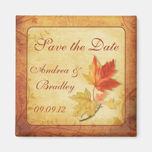 Herbstlaub Hochzeit Save the Date Magnet (Vorne)