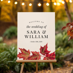 Herbstlaub Hochzeit Willkommensschild Poster