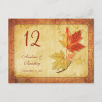 Herbstlaub Hochzeitkarte Tischnummer