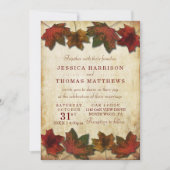Herbstlaub Hochzeitseinladung Einladung (Vorderseite)