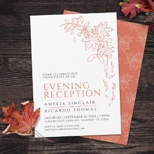 Herbstlaub Hochzeitsempfang verbranntes Orange wei Einladung