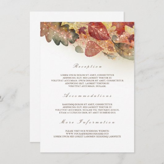 Herbstlaub Hochzeitshilfegruppe Begleitkarte (Vorne/Hinten)