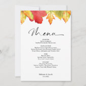 Herbstlaub Hochzeitsmenü Einladung (Vorderseite)