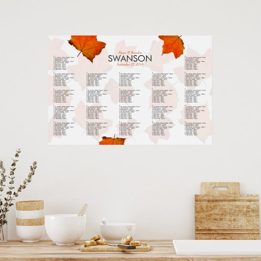 Herbstlaub Hochzeitssattel Poster (Küche)