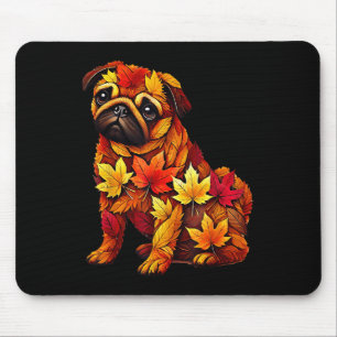 Herbstlaub Hund Pug Natur Männer Frauen Kinder Mousepad