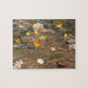 Herbstlaub im Teichwasser Naturfotografie Puzzle