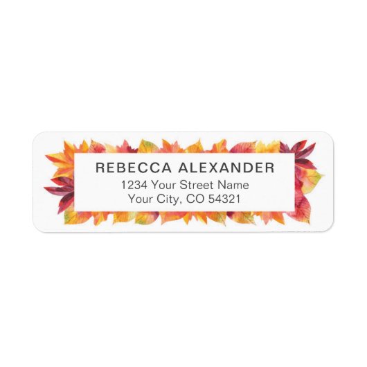 Herbstlaub in Aquarellfarben geben das Adressetike (Vorne)