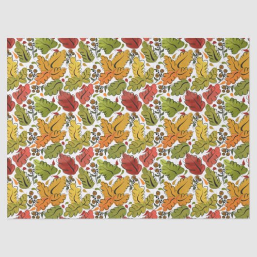 Herbstlaub in Gold, Grün und Rost Brown Seidenpapier (Vorderseite)