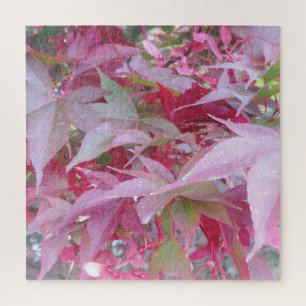 Herbstlaub in Rosa und Schwarz Puzzle