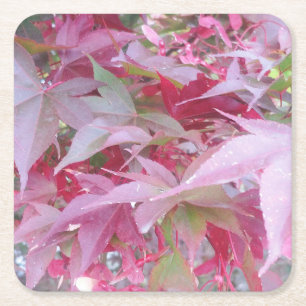 Herbstlaub in Rosa und Schwarz Rechteckiger Pappuntersetzer