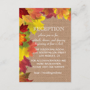 Herbstlaub Jute-Hochzeitsempfang-Enclosure Begleitkarte