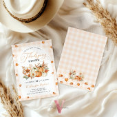 Herbstlaub-Kürbis1Gingham-Dankfest-Party Einladung