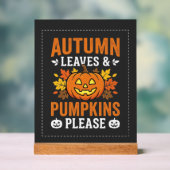 Herbstlaub-Kürbis-Halloween-Design Acrylschild (Neutral)