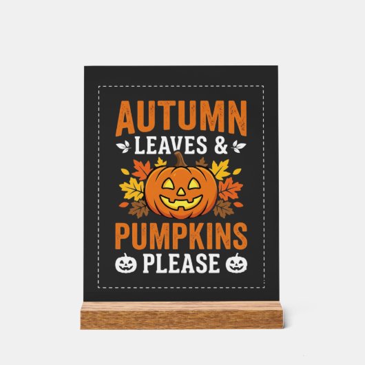 Herbstlaub-Kürbis-Halloween-Design Acrylschild (Vorderseite)
