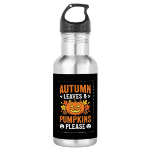 Herbstlaub-Kürbis-Halloween-Design Edelstahlflasche