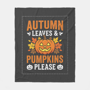 Herbstlaub-Kürbis-Halloween-Design Fleecedecke