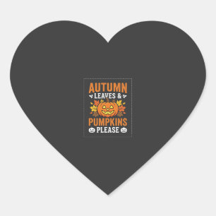 Herbstlaub-Kürbis-Halloween-Design Herz-Aufkleber