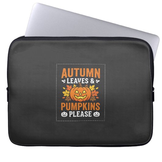 Herbstlaub-Kürbis-Halloween-Design Laptopschutzhülle (Vorderseite)