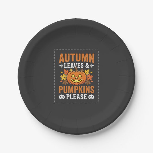 Herbstlaub-Kürbis-Halloween-Design Pappteller (Vorderseite)
