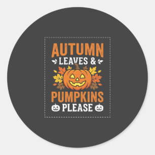 Herbstlaub-Kürbis-Halloween-Design Runder Aufkleber
