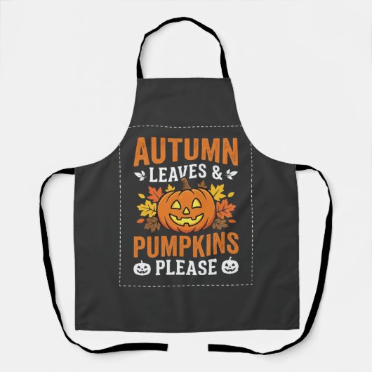 Herbstlaub-Kürbis-Halloween-Design Schürze (Vorderseite)