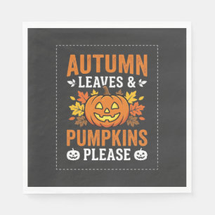 Herbstlaub-Kürbis-Halloween-Design Serviette