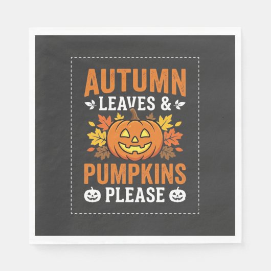 Herbstlaub-Kürbis-Halloween-Design Serviette (Vorderseite)