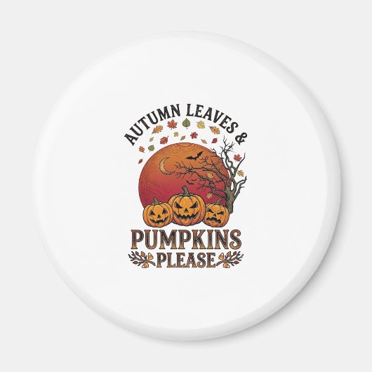 Herbstlaub Kürbisse Bitte Halloween Fledermäuse Bä Magnet (Vorne)