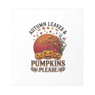 Herbstlaub Kürbisse Bitte Halloween Fledermäuse Bä Notizblock