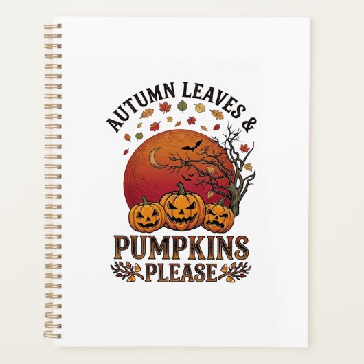 Herbstlaub Kürbisse Bitte Halloween Fledermäuse Bä Planer (Vorderseite)