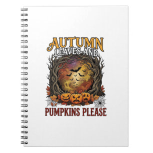 Herbstlaub Kürbisse Bitte Halloween Gruselige Bäum Notizblock